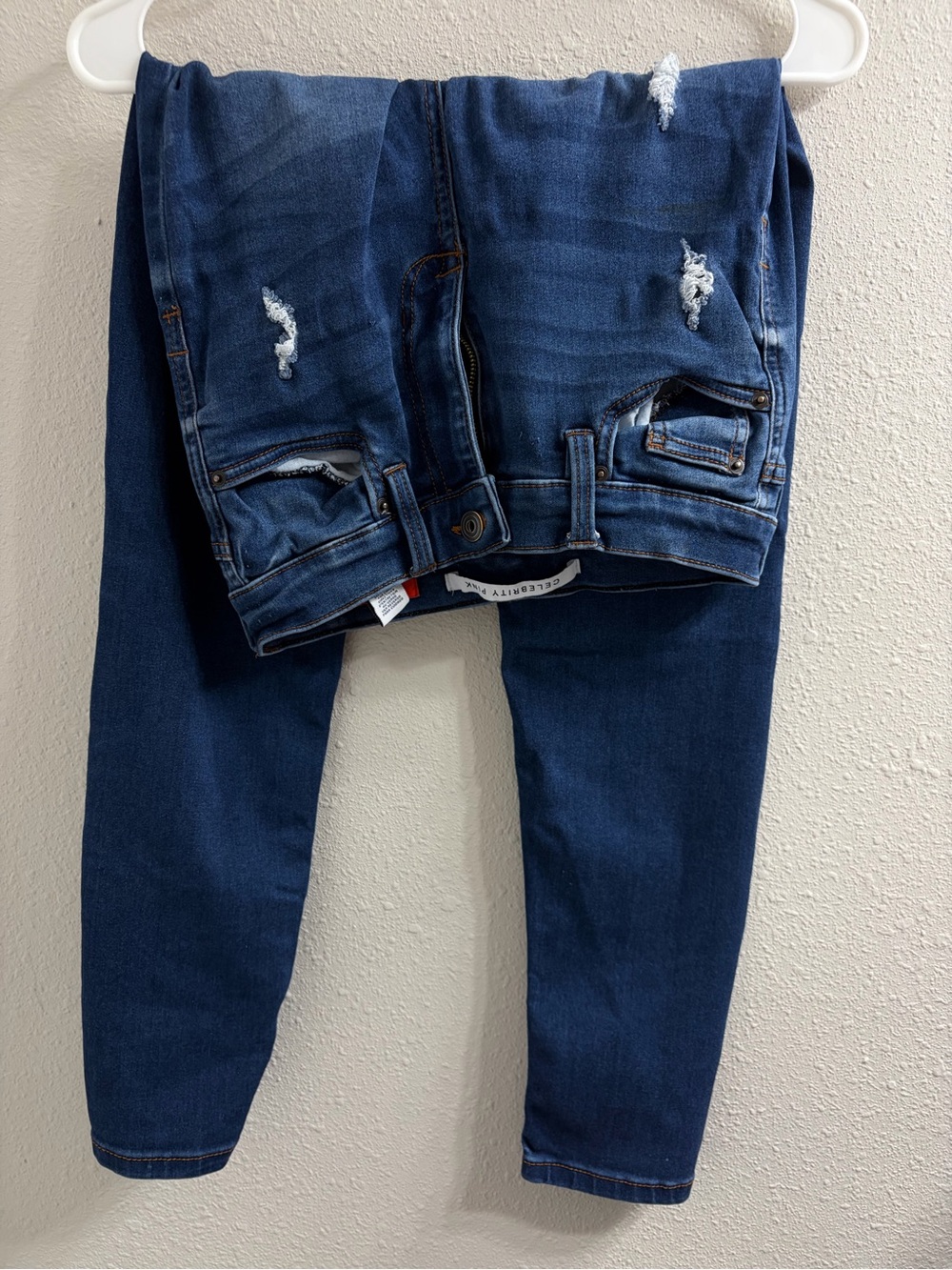 Celebrity Pink Men's Dark Blue Skinny Jeans with Distressed Details